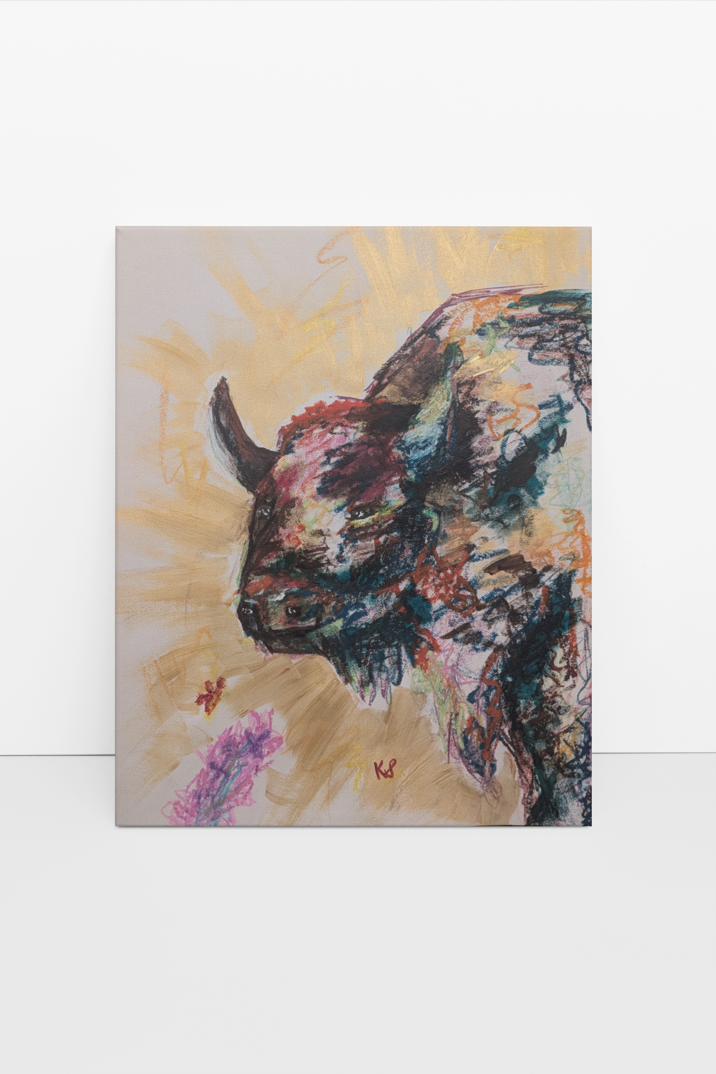 Sunshine Buffalo Oil Pastel on Multimedia Paper