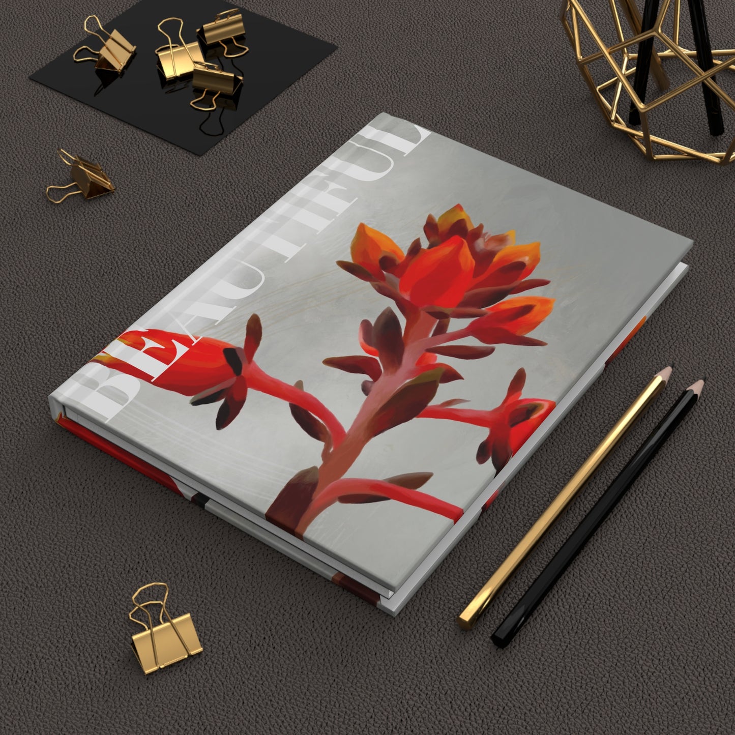 Red Floral Hardcover Journal Matte