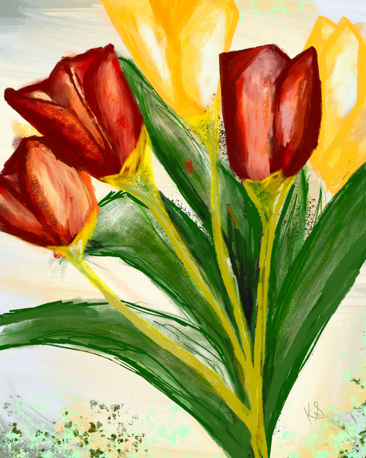 Warm Floral Premium Art Print 16x20