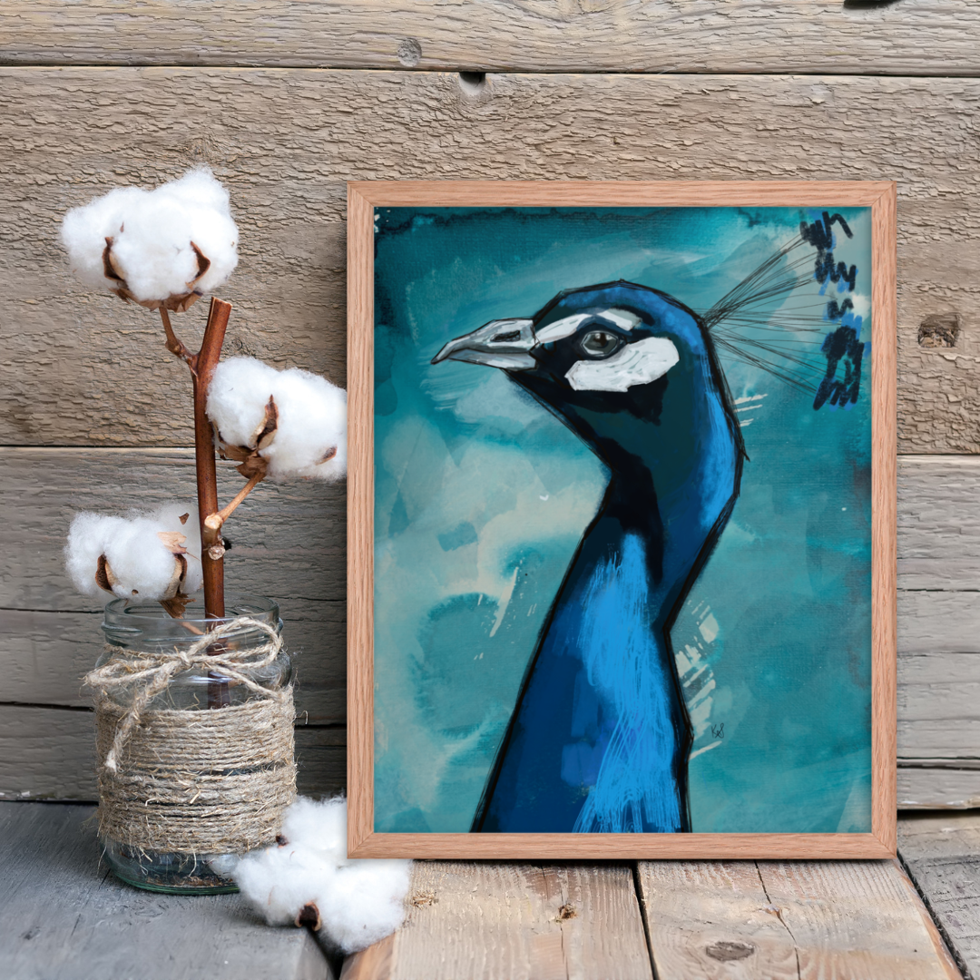 Blue Peacock Framed Print