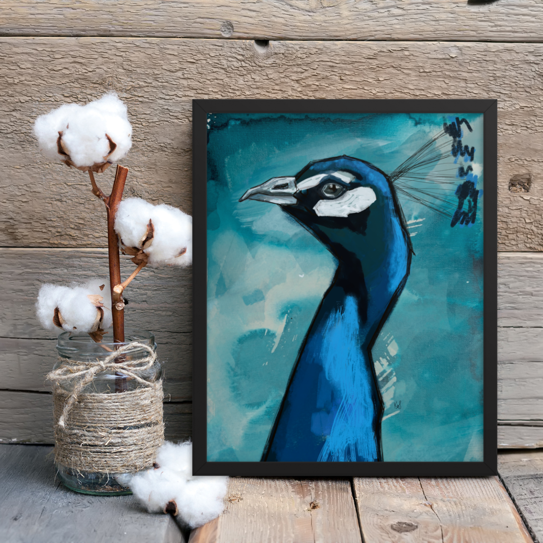 Blue Peacock Framed Print