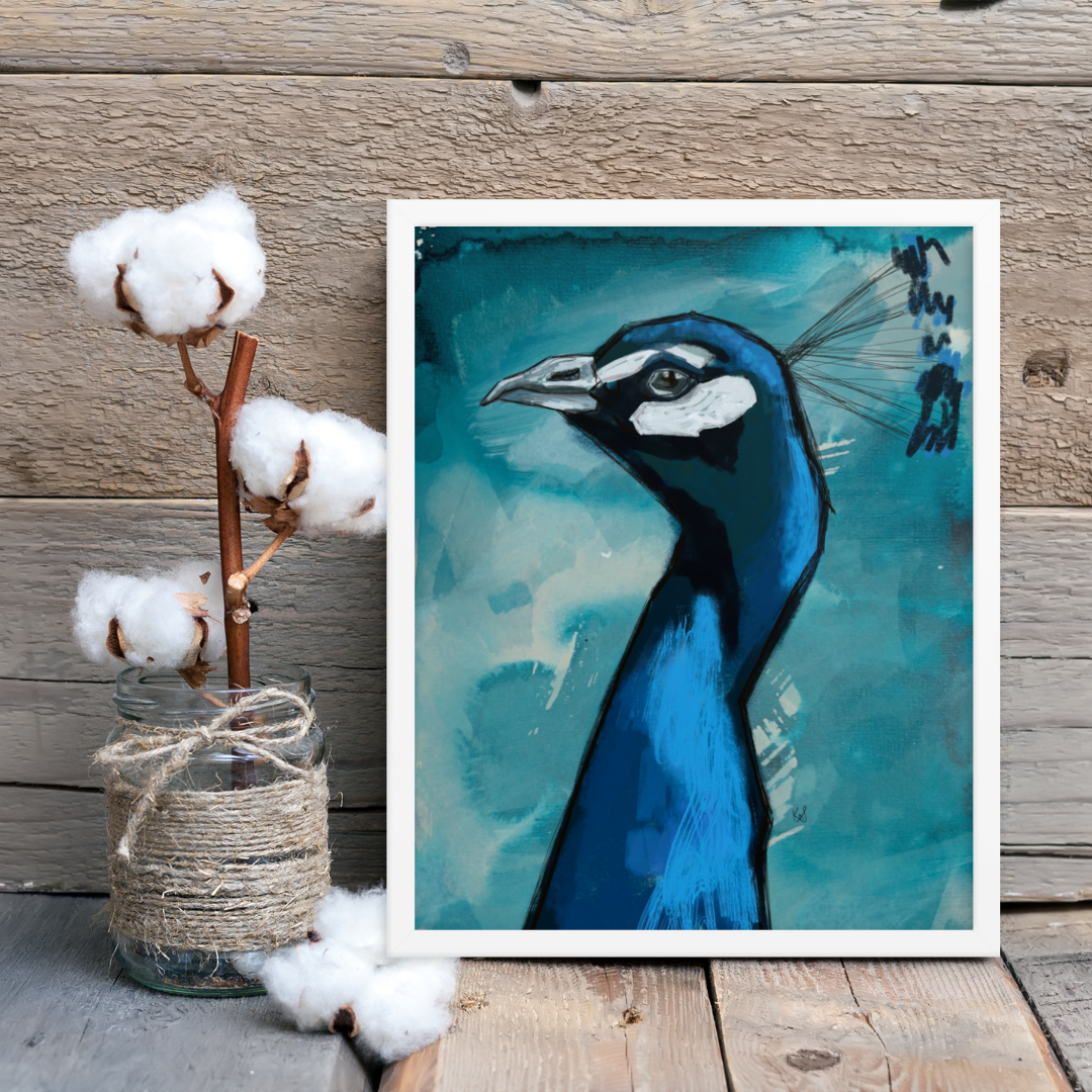 Blue Peacock Framed Print