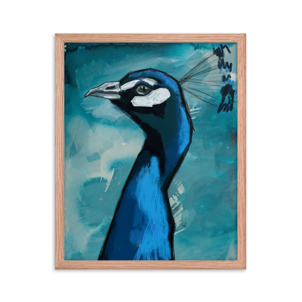 Blue Peacock Framed Print