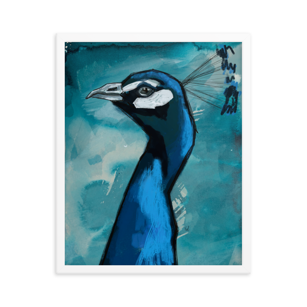 Blue Peacock Framed Print